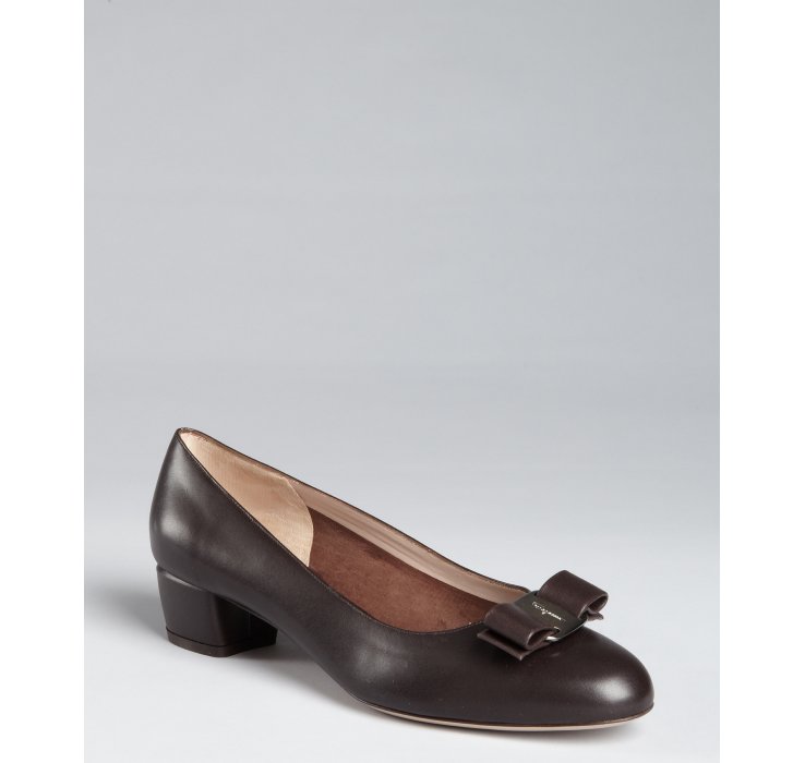 low heel brown pumps