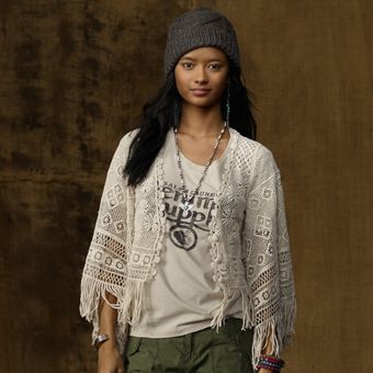 Ralph Lauren Crocheted Cardigan - Lyst