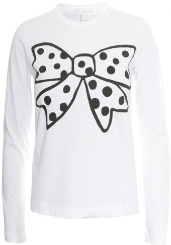Comme Des Garçons Womens Bow Print Ls T-shirt White - Lyst