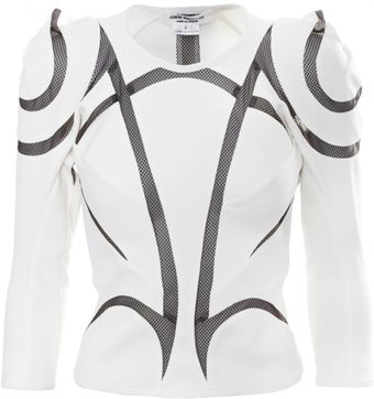 Junya Watanabe Mesh Patterned Long Sleeve Top Off White - Lyst