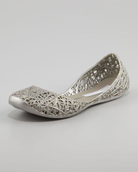 cana papel iii glitter jelly flats rainbow silver in gray silver glitter lyst cana papel iii glitter jelly flats rainbow silver in gray silver glitter lyst