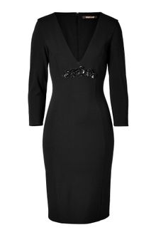 Roberto Cavalli Black Sequined Front Sheath Dress - Lyst