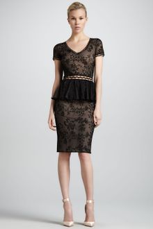 Black Lace Long Sleeve Dress on Zac Posen Long Sleeve Lace Jacquard Flounce Dress In Black   Lyst