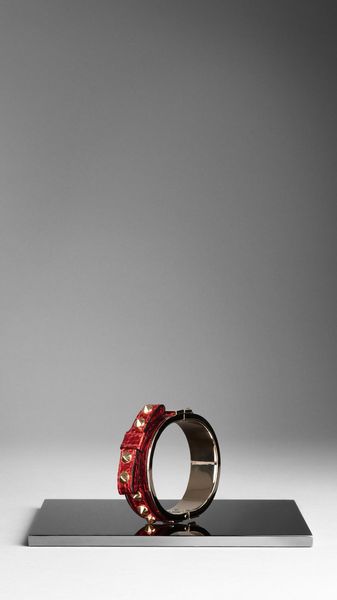 Burberry Metallic Lizard Leather Studded Bow Cuff - Lyst