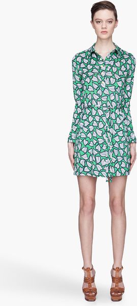 Diane Von Furstenberg Green and Blue Leanna Silk Dress - Lyst