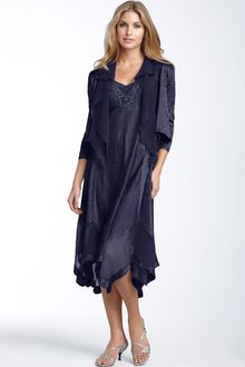 Komarov Beaded Pleated Charmeuse Dress and jacket - Lyst