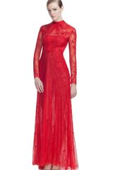 Valentino Chantilly Lace Long Sleeve Gown
