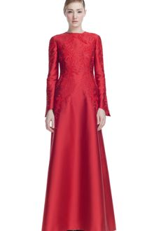 Valentino Embroidered Mikado Long Sleeve Gown - Lyst