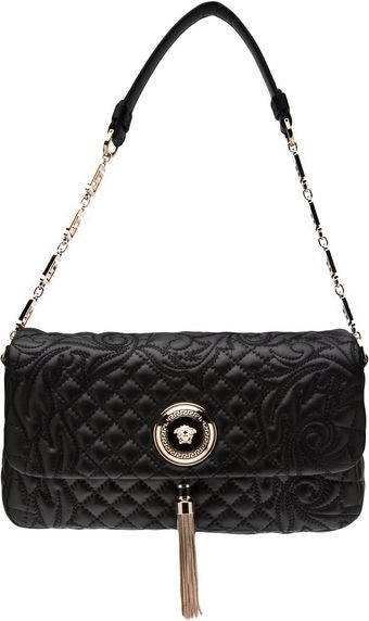 Versace Black quilted shoulder bag - Lyst