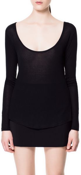 Zara Basic Ribbed Tshirt - Lyst
