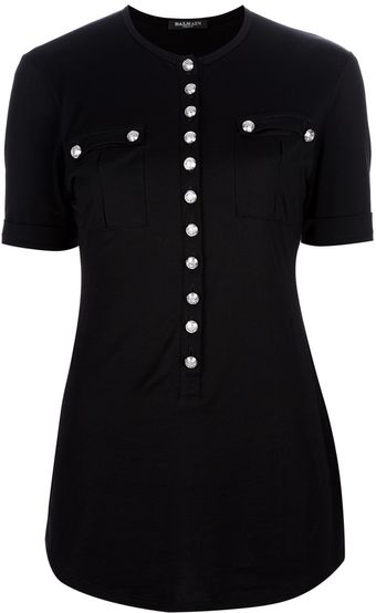 Balmain Military Button Tshirt - Lyst