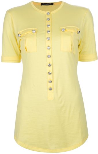 Balmain Military Button T-shirt - Lyst