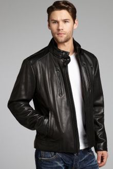 Calvin Klein Leather Motorcycle Jacket - Lyst