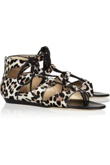 Jimmy Choo Leopard-Print Calf Hair Sandals - Lyst