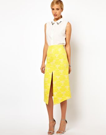 ASOS Collection Asos Pencil Skirt in Rose Jacquard - Lyst