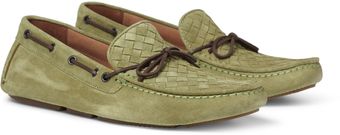 Bottega Veneta Intrecciato Suede Driving Shoes - Lyst