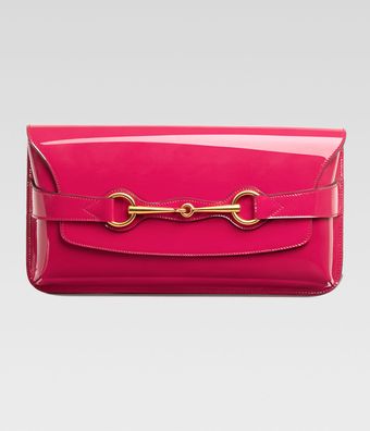 Gucci Bright Bit Patent Leather Clutch Bag - Lyst