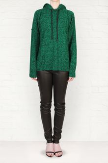 T By Alexander Wang T By Alexander Wang Green Knitted Hooded Sweater - Lyst