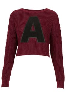 Topshop Knitted A Motif Crop Jumper - Lyst