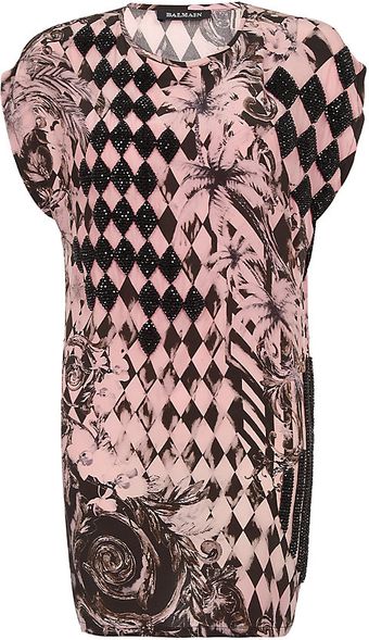 Balmain Embellished Silk Top - Lyst