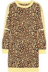 Kenzo Leopard Intarsia Cotton-blend Sweater Dress