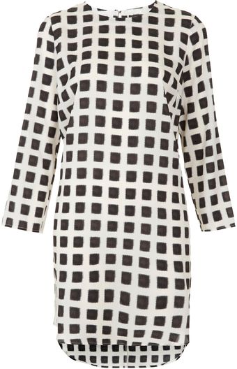 Topshop Grid Print Tunic Dress - Lyst