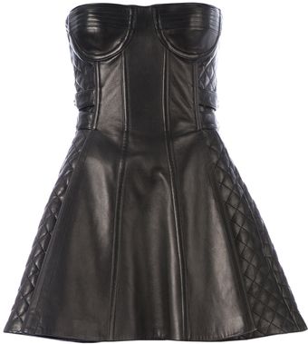 Balmain Lamb Skin Skater Dress - Lyst