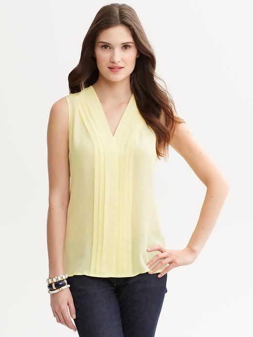 Banana Republic Yellow Silk PleatFront Blouse in Yellow (pale yellow