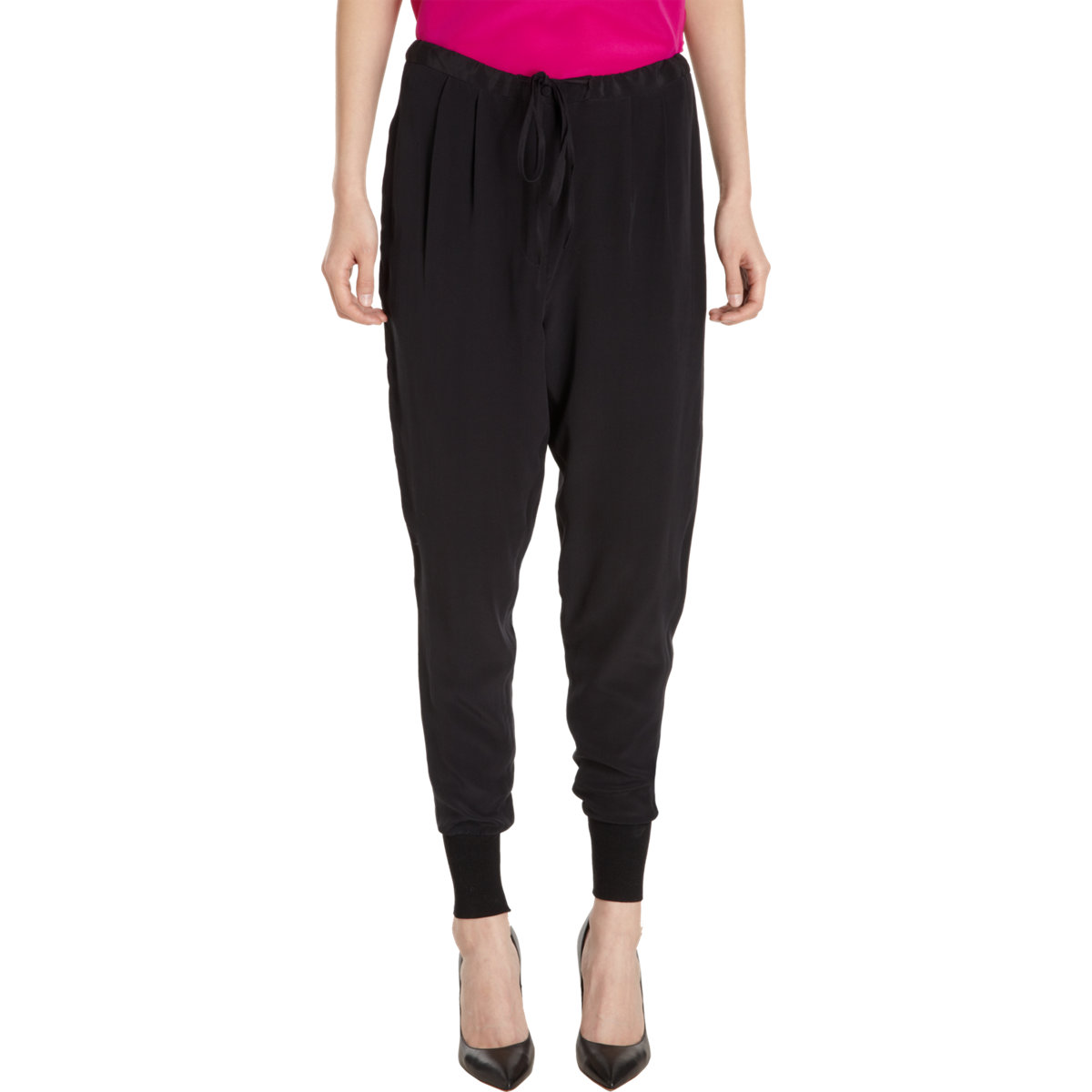 Co. Ribbed Ankle Cuff Pants in Black Lyst