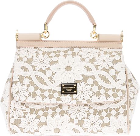 Dolce & Gabbana Lace Print Tote in Beige (nude) - Lyst