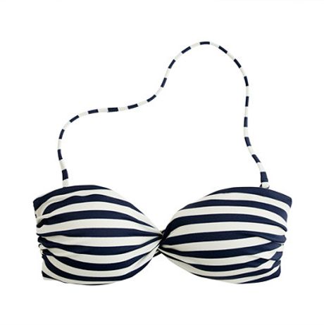 J.crew Stripe Twist Bandeau Top in Blue (navy) - Lyst