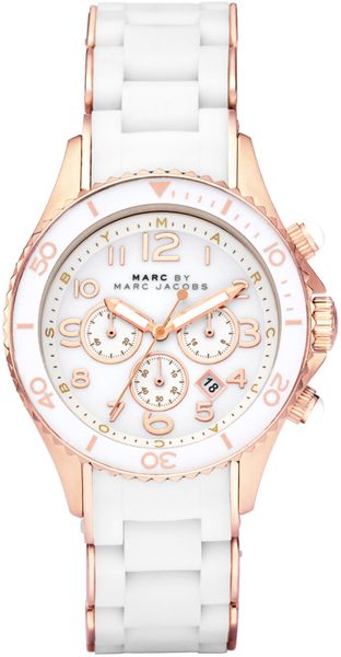 Marc By Marc Jacobs White Stainless Steel Rose Gold Round Watch - Lyst