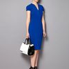 Pied A Terre V Neck Seam Detail Dress in Blue (grey) - Lyst