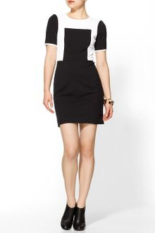 Tibi Dress on Tibi Color Block Dress Ponte Short Sleeve In Red   Lyst