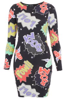 Topshop Cartoon Print Bodycon Dress - Lyst