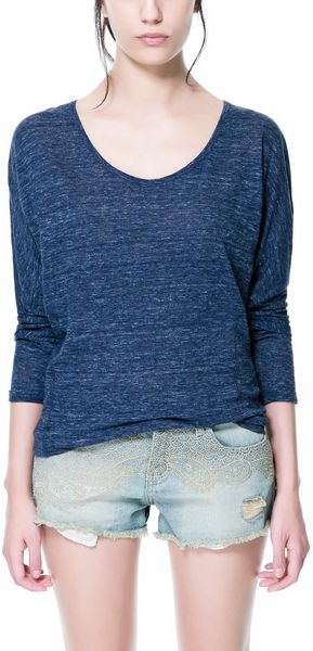 Zara Special Fabric T-shirt - Lyst