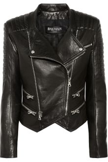 Balmain Quilted Leather Biker Jacket - Lyst