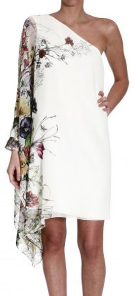 Gucci One Shoulder Silk Flora Print Dress - Lyst