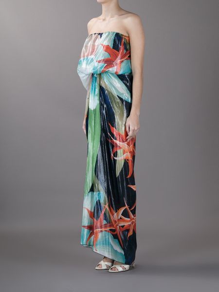 Lanvin Hawaiian Print Maxi Dress in Multicolor (blue)