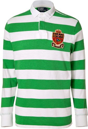 Ralph Lauren Signal Greenwhite Striped Cotton Rugby Shirt - Lyst