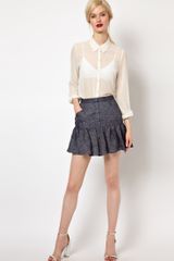 See By Chloé See By Chloe Fluted Hem Skirt in Denim Linen