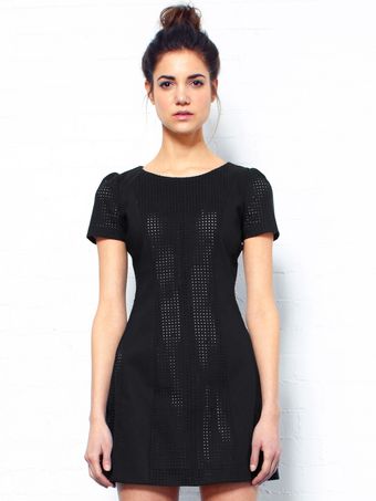 Style Stalker Black Perforated Bell Dress - Lyst