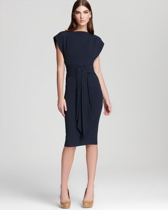 Zac Posen Satin Dress Crepe Back with Detail Waist - Lyst