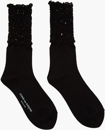 Comme Des Garçons Black Jersey and Mesh Bpattern Socks - Lyst