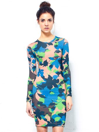 Jonathan Saunders Long Sleeve Floral Dress - Lyst