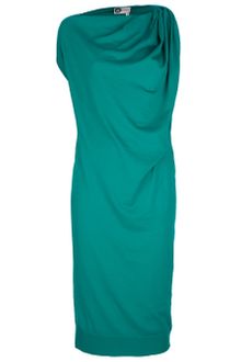 Lanvin Draped Gathered Sleeve Dress - Lyst