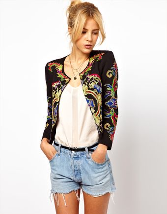 Asos Jacket with Floral Embroidery - Lyst