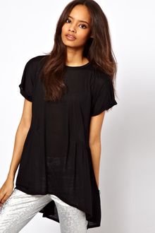 ASOS Collection Asos Oversized Lightweight Frill Hem T-shirt - Lyst
