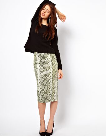 ASOS Collection Pencil Skirt in Snake Effect Leather - Lyst
