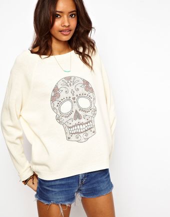 Asos Studded Skull Jumper - Lyst